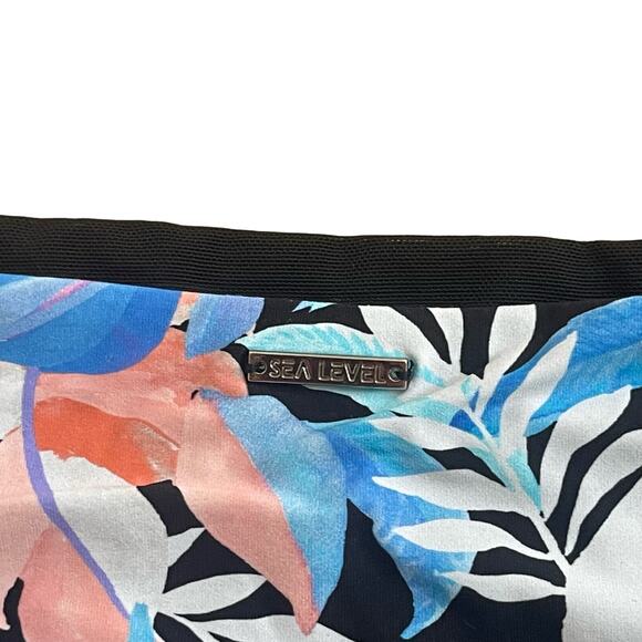 Sea Level Floral Print Mid Rise Bikini Bottoms Black Womens Size 10 - Picture 5 of 7